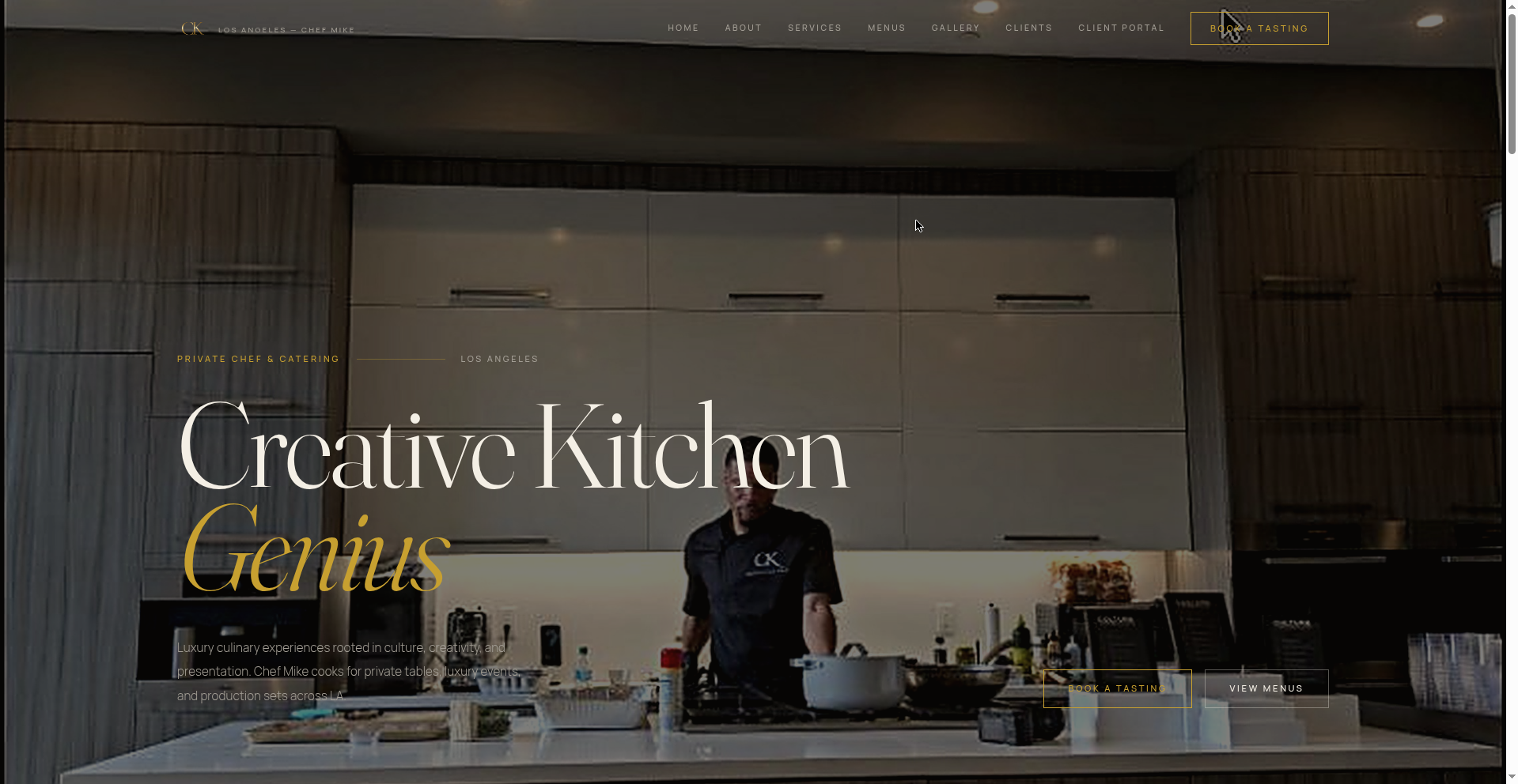 Creative Kitchen Genius Portfolio website screenshot