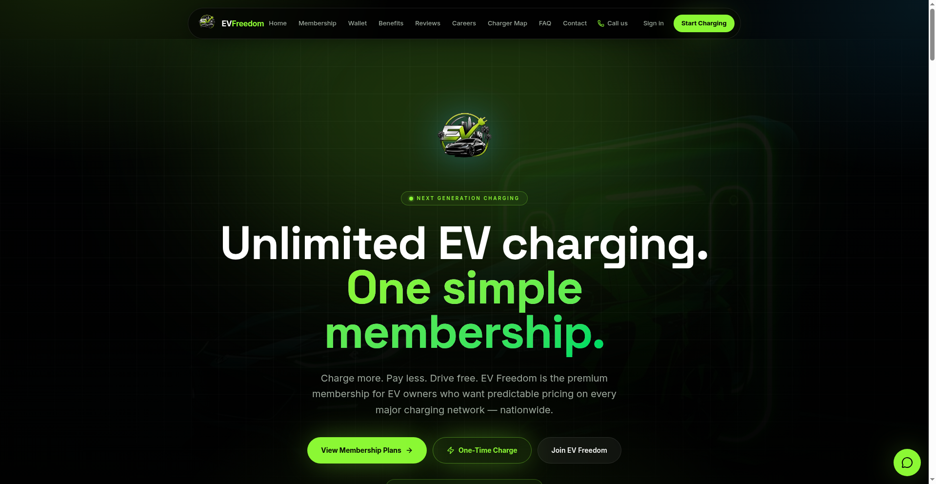 EV Freedom website screenshot