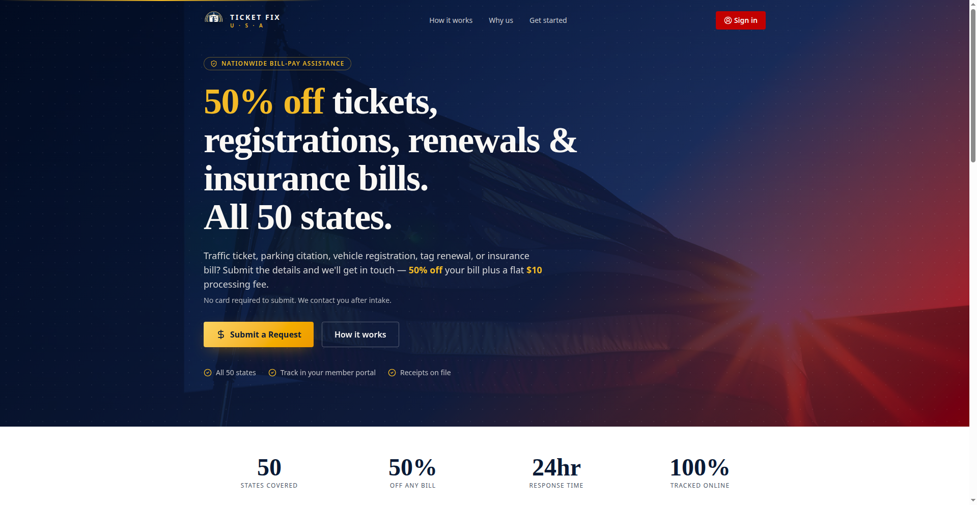 50% Off Tickets website screenshot