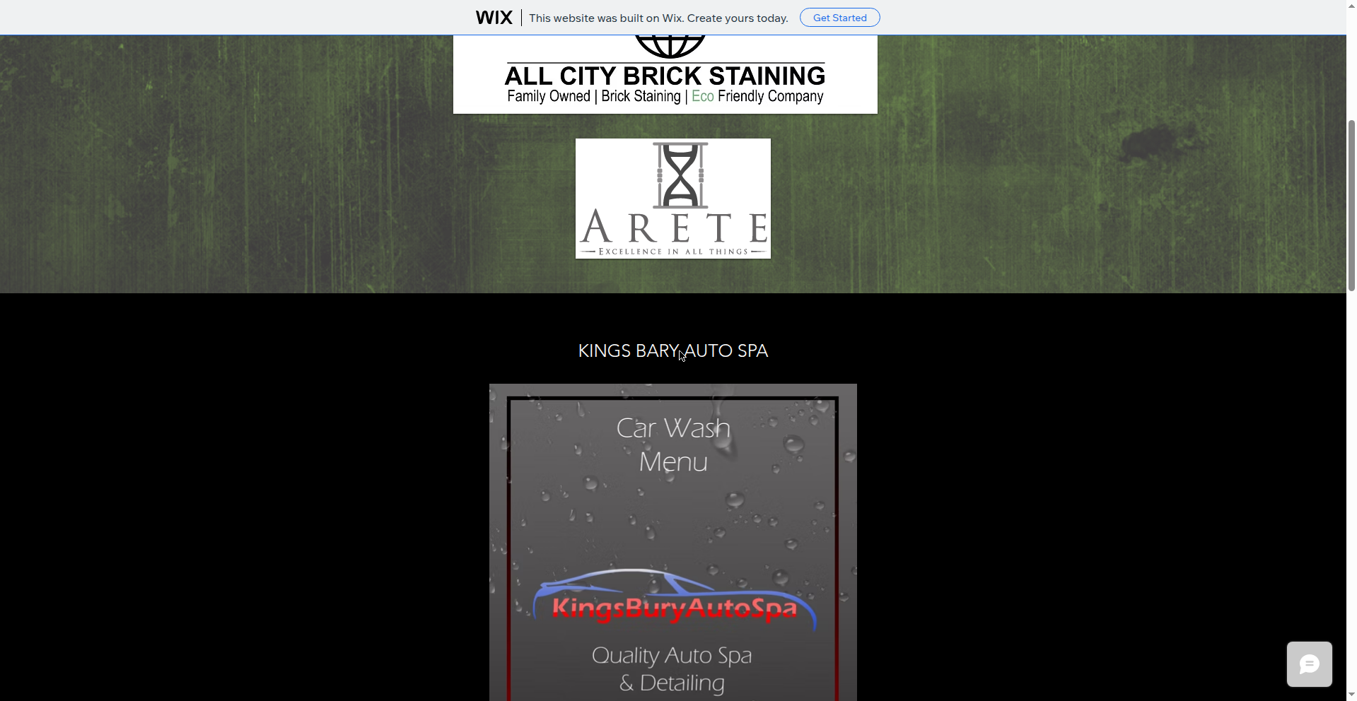 Kings Bary Auto Spa website screenshot